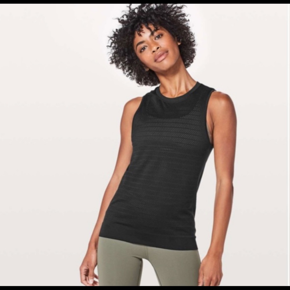 Lululemon Breeze By Muscle Tank II Black Mesh 10